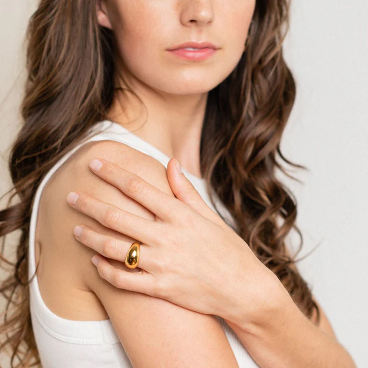 Titanium Steel Non-fading Ring, Stainless Steel Gold-plated, Fashionable and Versatile Ring