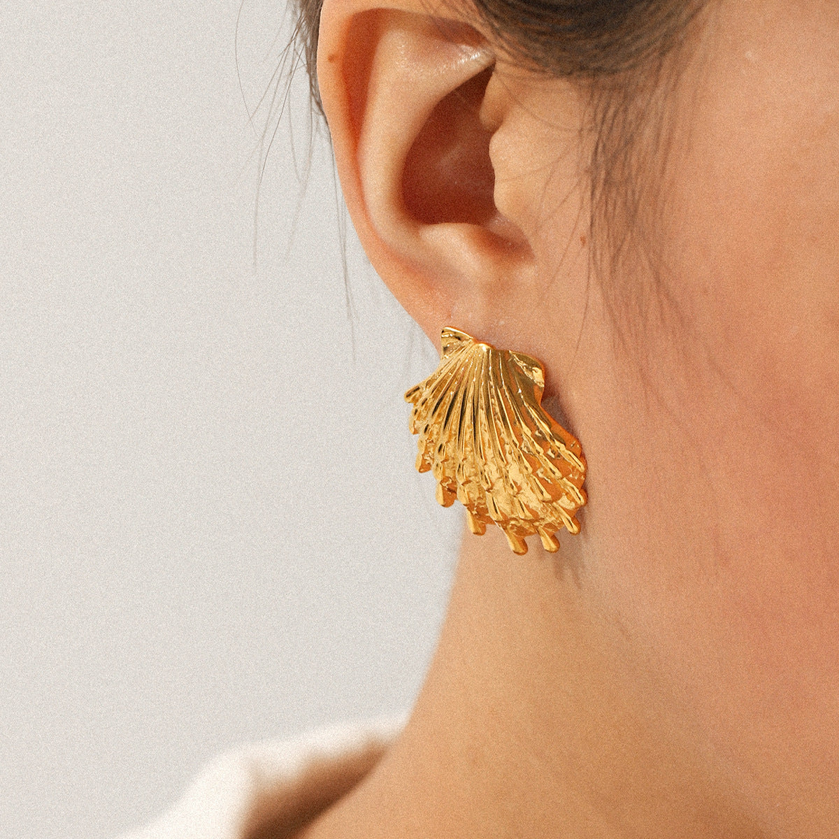 INS Style Summer Beach Jewelry, 18k Gold Stainless Steel Shell Earrings, Starfish Earrings, Titanium Steel Jewelry