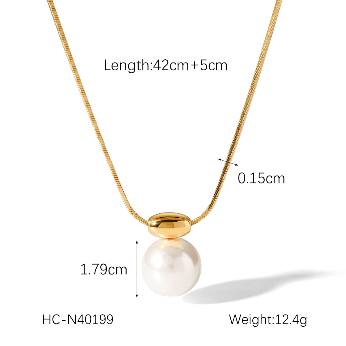 Simple and versatile golden bean necklace with stainless steel French style small fragrance pearl pendant jewelry