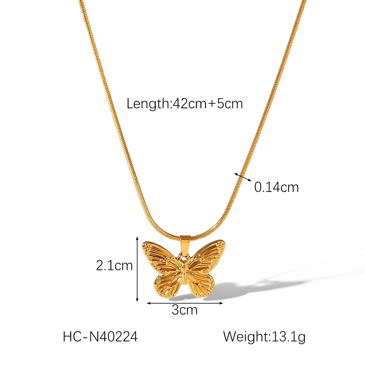 INS-style Fashionable and Minimalist Titanium Steel Necklace with 18K Gold Stainless Steel High-end Butterfly Pendant for Women