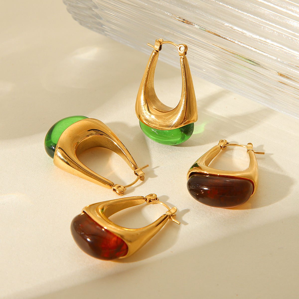 Vintage Titanium Steel Earrings Drop-shaped Ear Buckle Niche Design Sense Fashionable Easy-matching Stainless Steel Jewelry