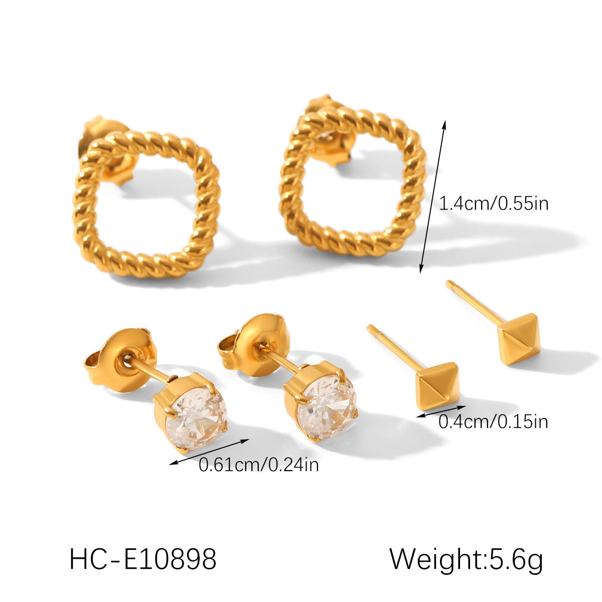 Stainless Steel Jewelry with Zircon Earrings Set, Versatile and High-end Earrings, Titanium Steel Earrings