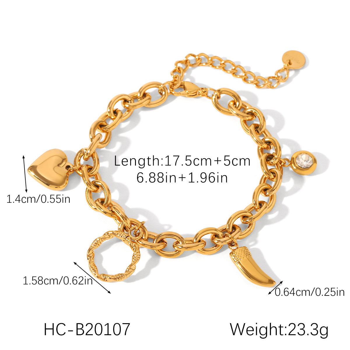 OT Buckle Heart-shaped Pendant Stainless Steel Bracelet for Women, Non-fading, High-end Feel, Heart-shaped Jewelry, Titanium Steel Accessory