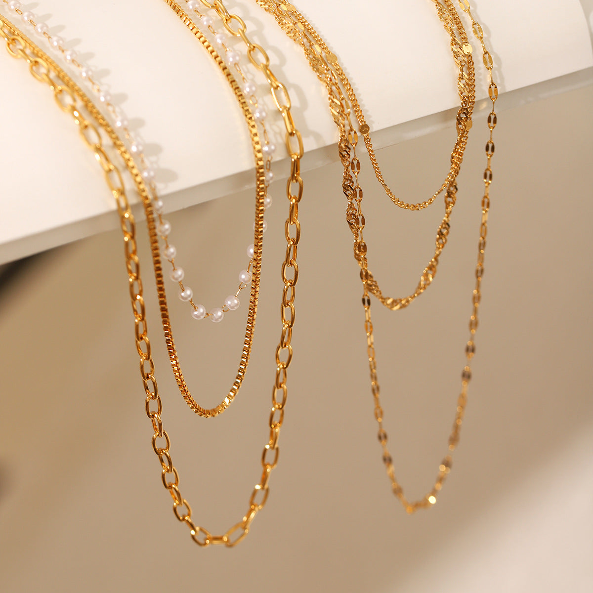 Light Luxury 18K Gold-plated Necklace with Multi-layer Stainless Steel, High-end Necklace, Non-fading Titanium Steel Jewelry