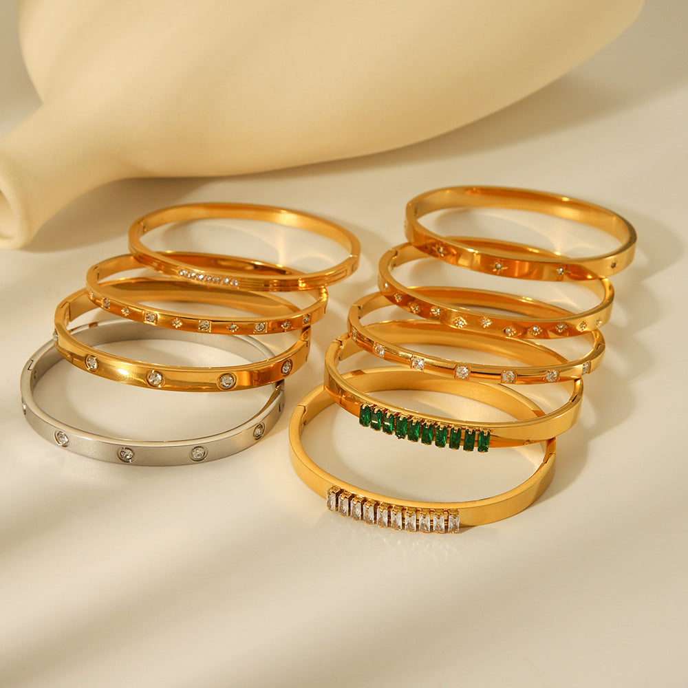 New Stainless Steel Buckle Bracelet for Women, Fashionable and Versatile, Made of Titanium Steel with A High-end Feel, Non-fading, Diamond-encrusted, Ins-inspired
