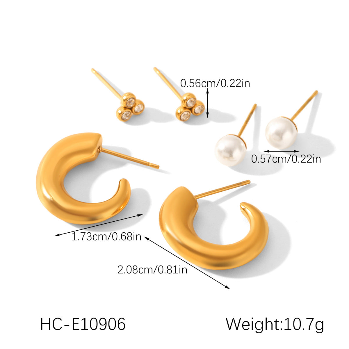 Stainless Steel Jewelry with Zircon Earrings Set, Versatile and High-end Earrings, Titanium Steel Earrings