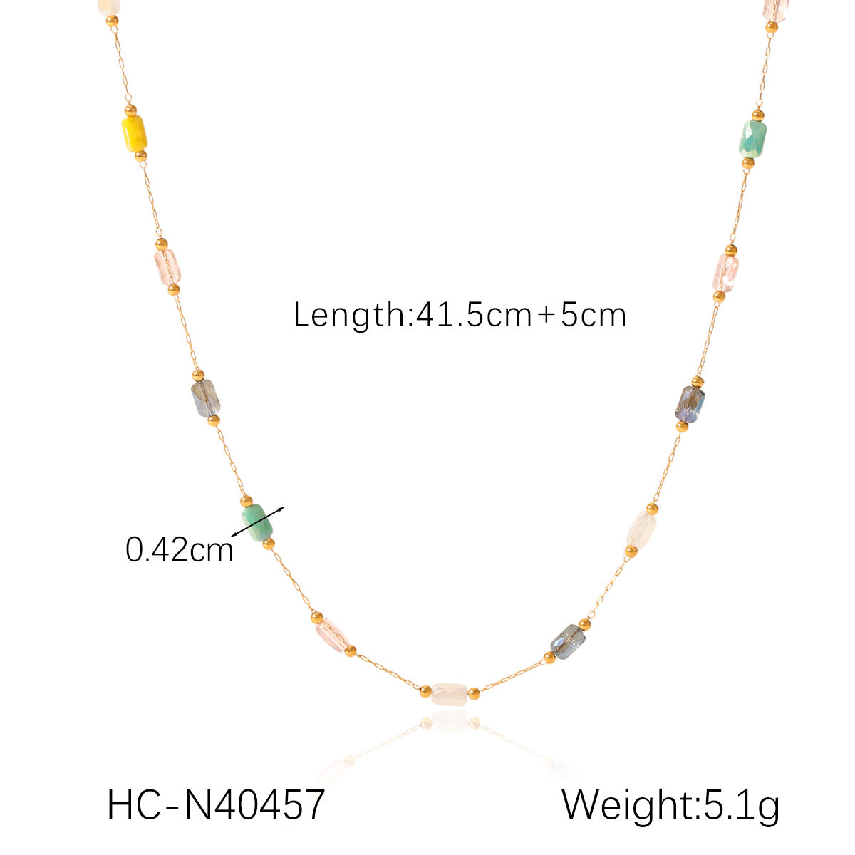 Dopamine Necklace Adorned with Colorful Beaded Stainless Steel, Featuring A Natural Stone Bead Clavicle Chain Design for Women
