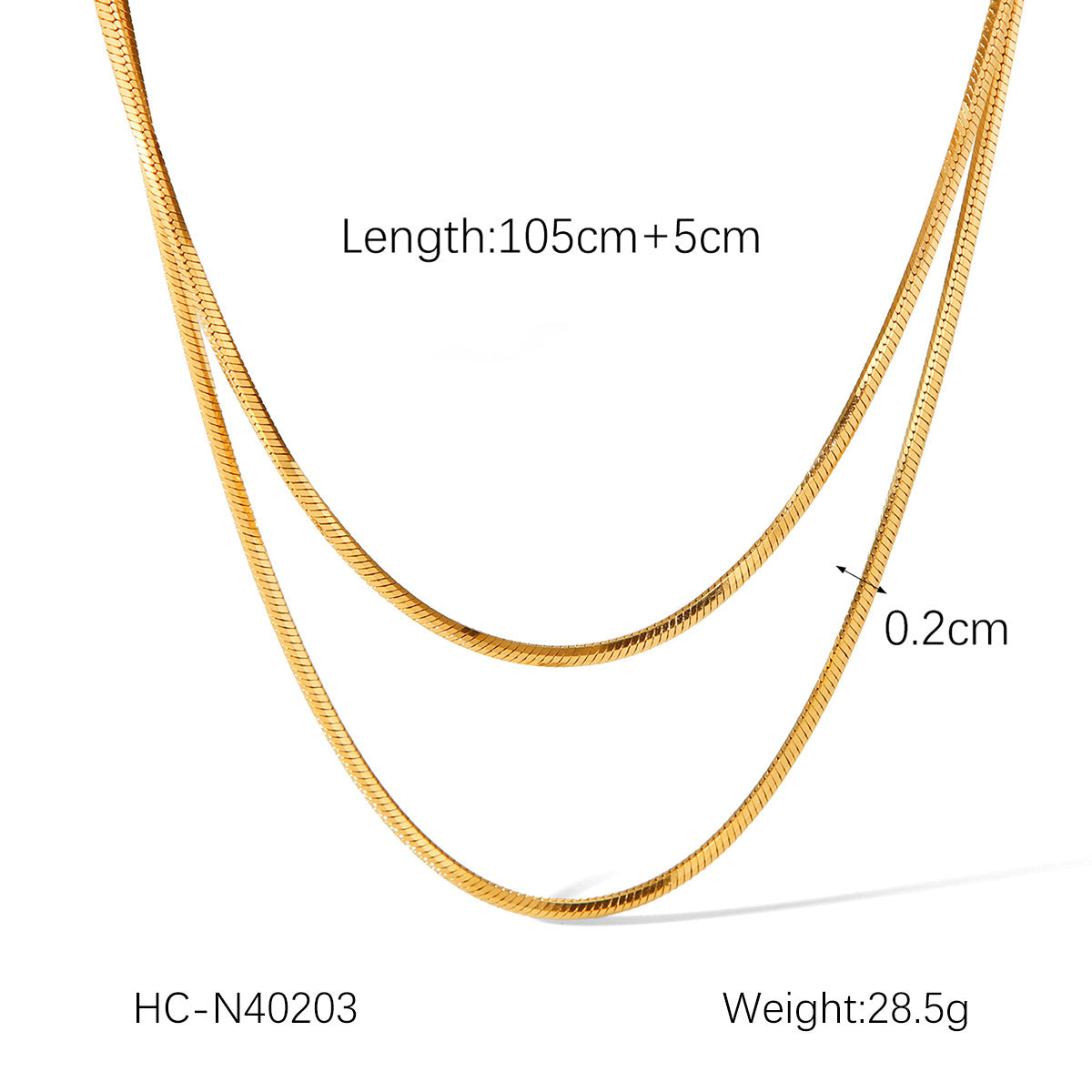Double-layer 18K Gold Titanium Steel Sweater Chain Snake Bone Chain Stainless Steel Necklace Women's High-end Necklace
