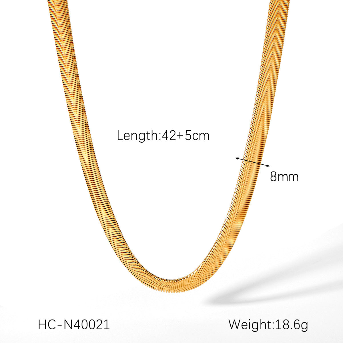 18K Gold Stainless Steel Blade Chain Inlaid with Zircon Necklace, High-end Flat Snake Chain, Titanium Steel Clavicle Chain