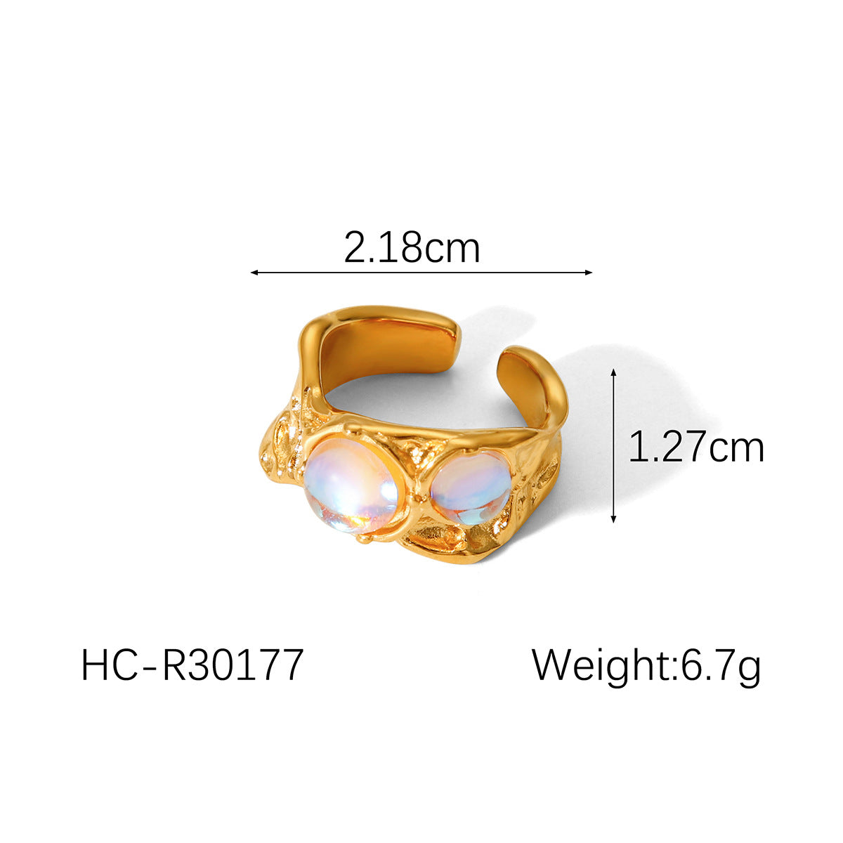 Vintage Palace Style Zircon-encrusted Stainless Steel Ring, Light Luxury and Versatile, Moonstone Hammered Pattern, Open Titanium Steel Finger Ring