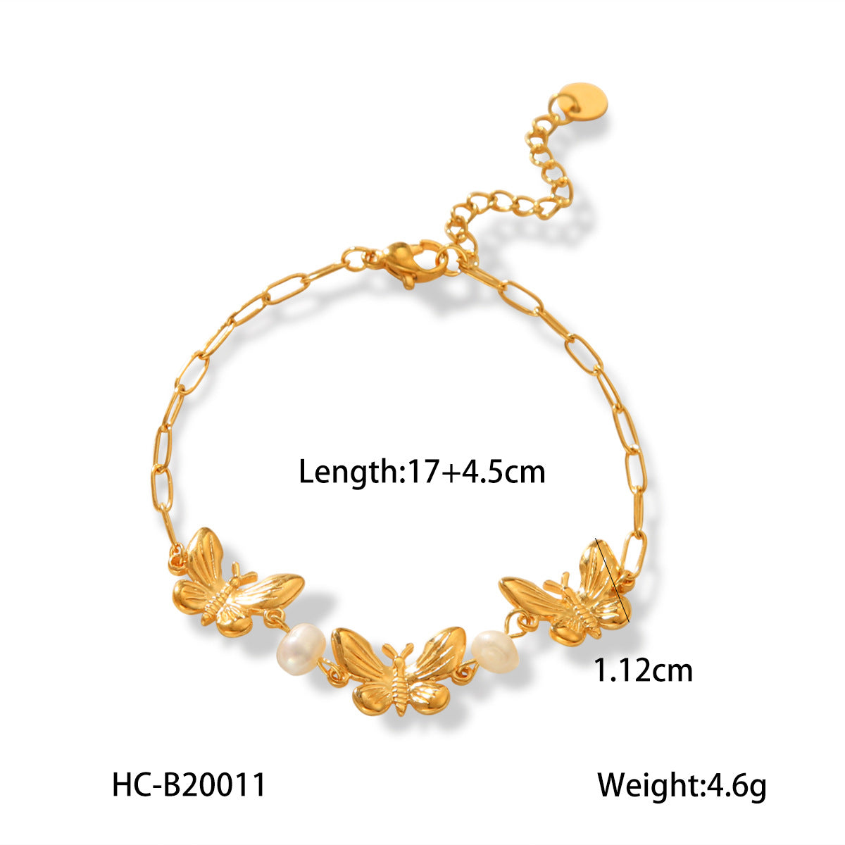 Stainless Steel Buckle Butterfly Pendant Necklace Female Temperament Butterfly Pearl Bracelet Butterfly Ring