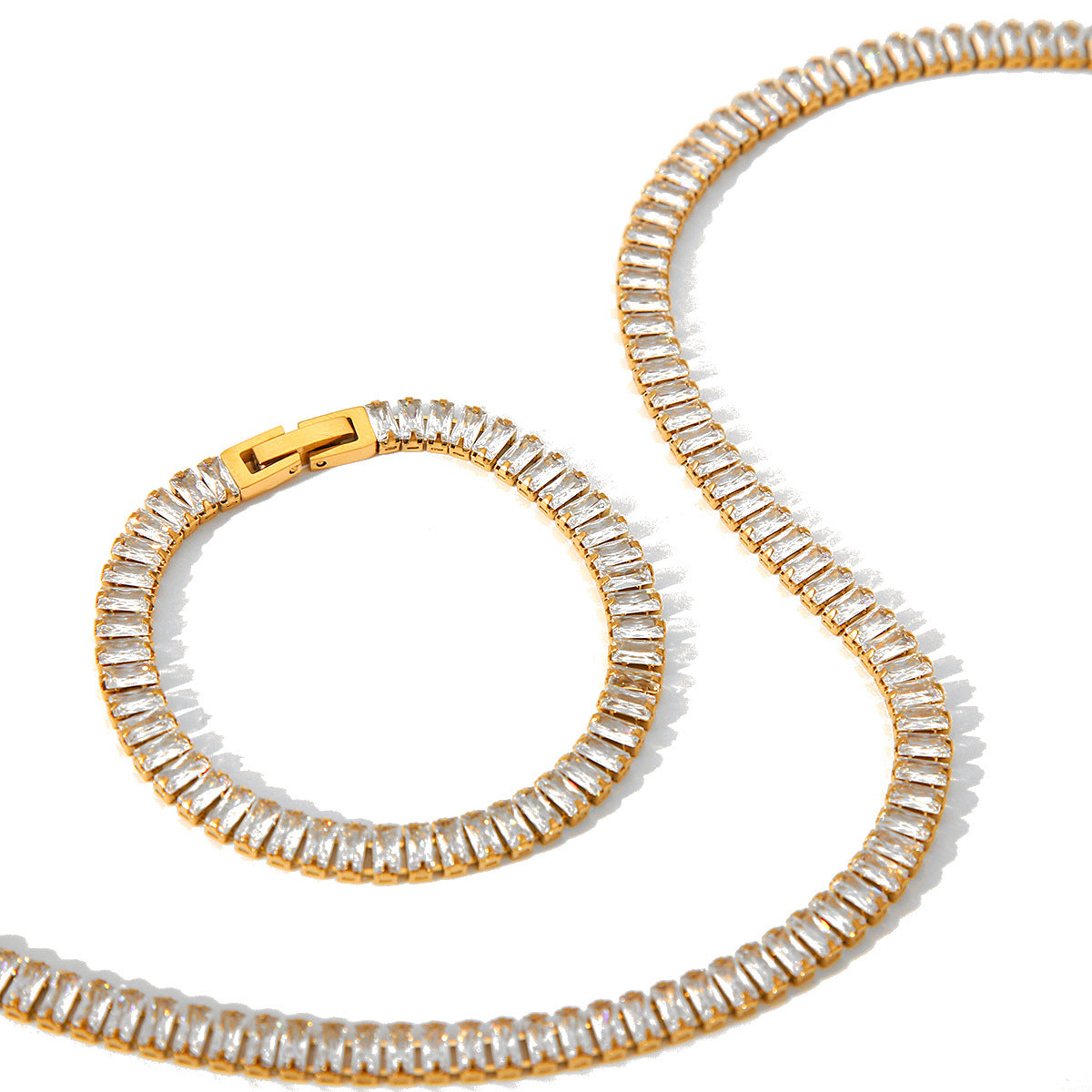 Zircon Necklace Jewelry Women's High-end Feel Easy-matching Collar Chain Full Diamond Stainless Steel Bracelet Titanium Steel Jewelry