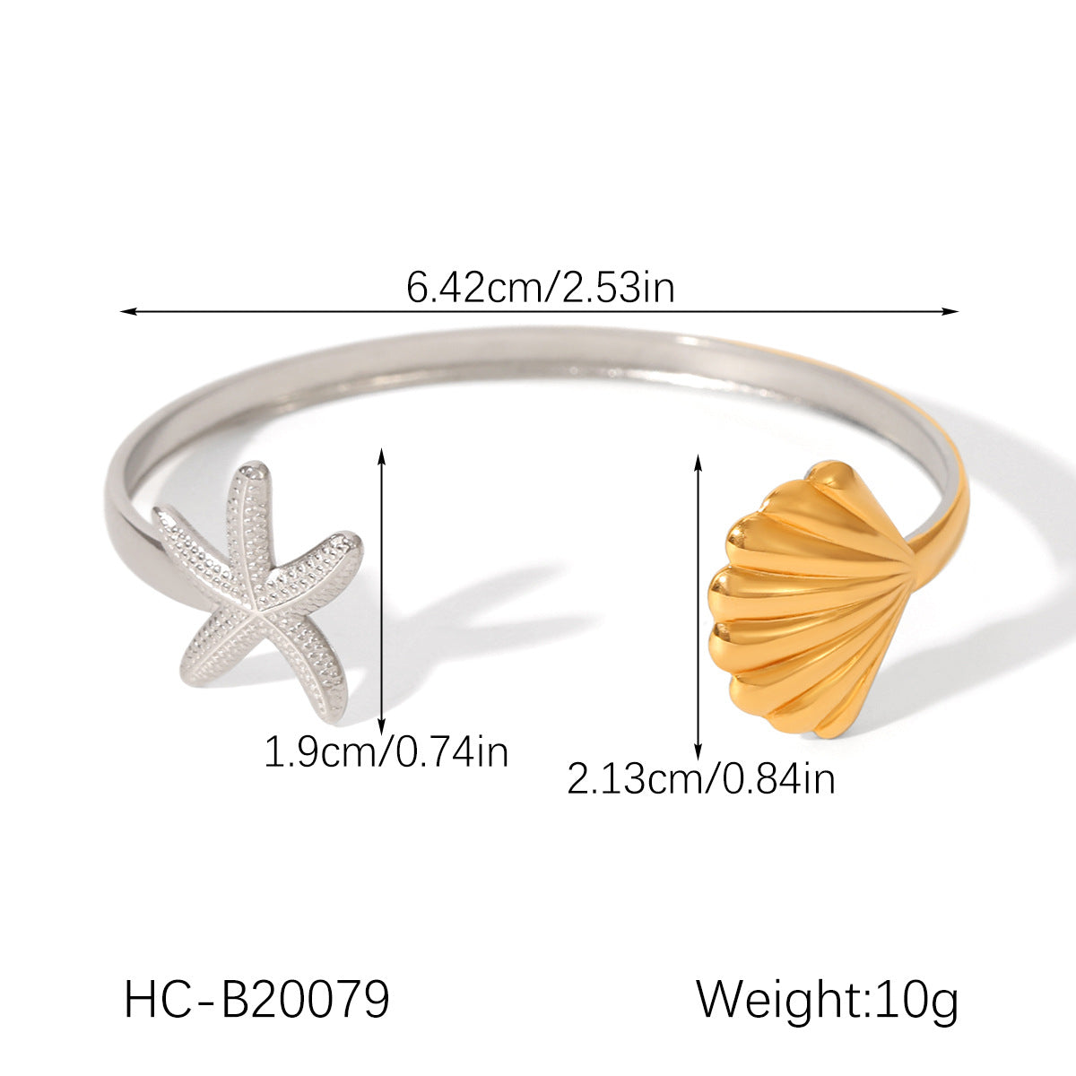 Stainless steel jewelry starfish shell opening bracelet women's high-end ocean style titanium steel bracelet
