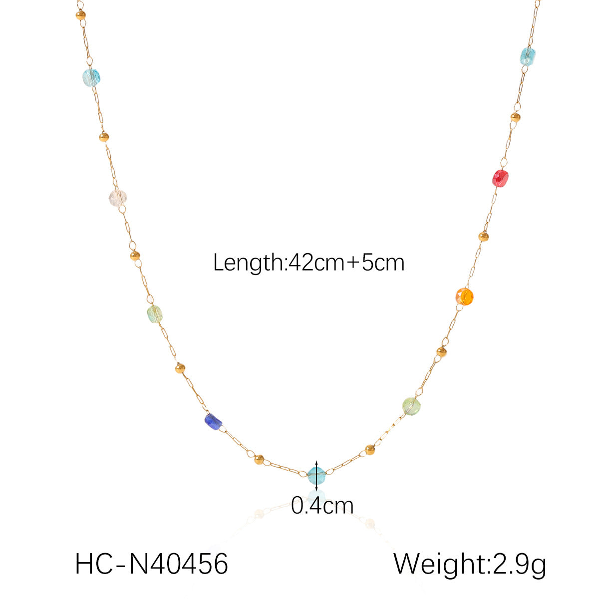 Dopamine Necklace Adorned with Colorful Beaded Stainless Steel, Featuring A Natural Stone Bead Clavicle Chain Design for Women