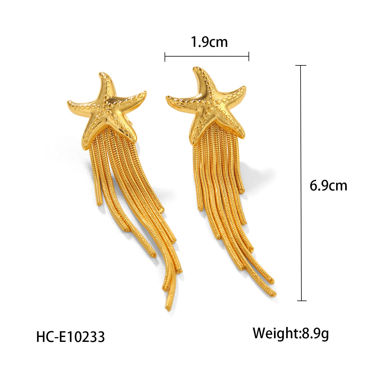 Ocean Wind Stainless Steel Diamond-encrusted Seahorse Earrings, Non-fading, Niche, High-end, Titanium Steel Starfish Earrings