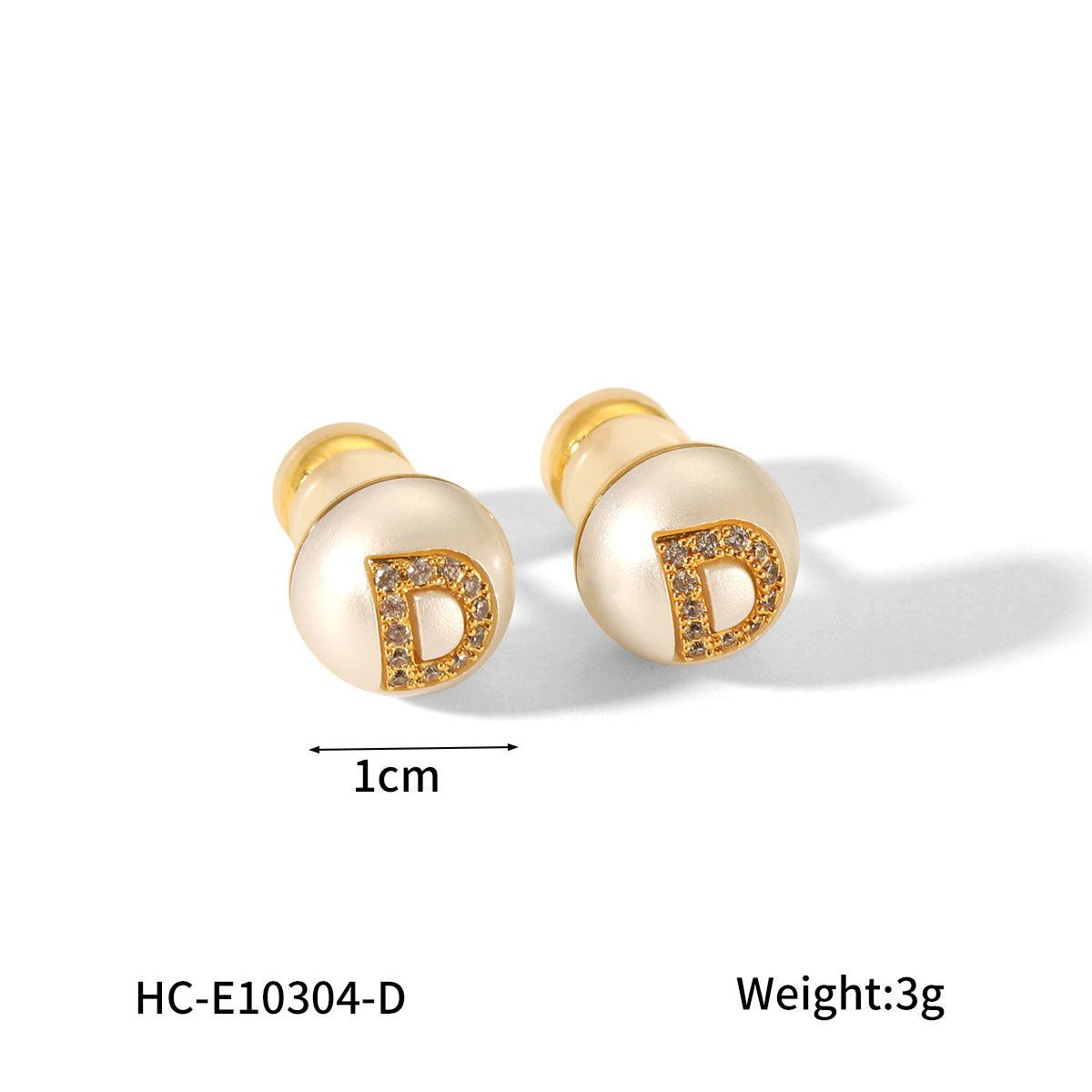 18K gold stainless steel letter studded pearl earrings with feminine charm and versatile titanium steel earrings