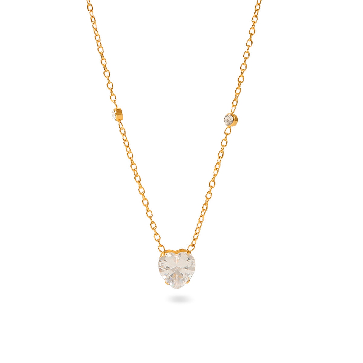 INS Wind 18K Gold-plated Stainless Steel Necklace, Non-fading, Heart-shaped Zircon Necklace, Women's Elegant and High-end Necklace Accessory