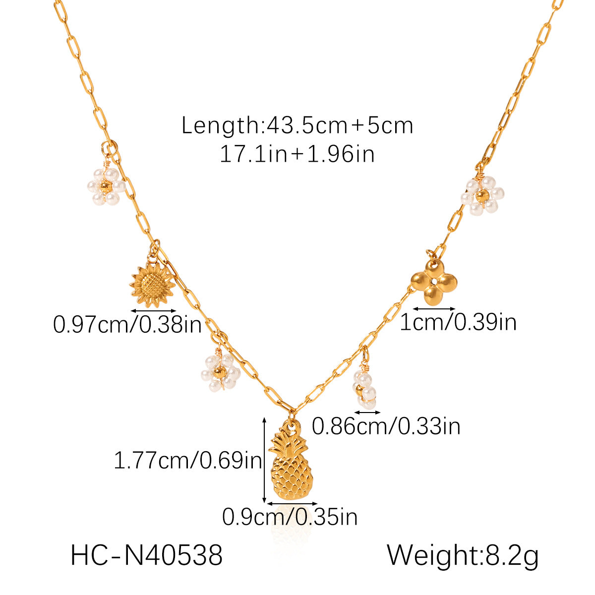Summer Stainless Steel Ocean Style Element Starfish Shell Pearl Conch Necklace Female Non-fading Necklace