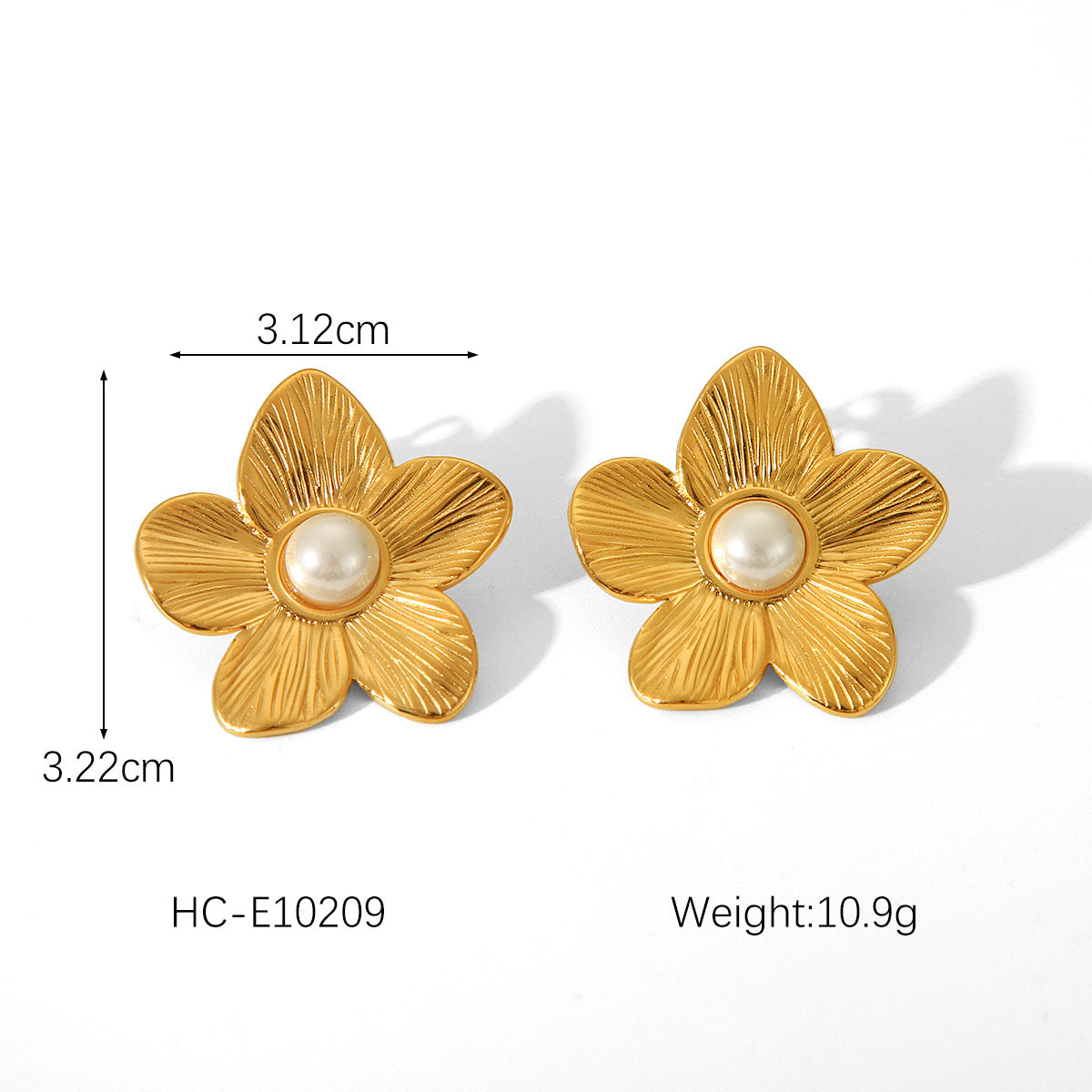 French 18K Gold Stainless Steel Flower Earrings Design Sense Fashion Retro Temperament Pearl Earrings Women