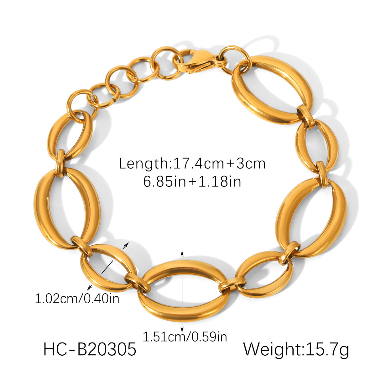 18K Gold-plated Stainless Steel Bracelet, Light Luxury and Minimalist Design, Oval Chain Size, Hand Jewelry, Ins-inspired Titanium Steel Jewelry