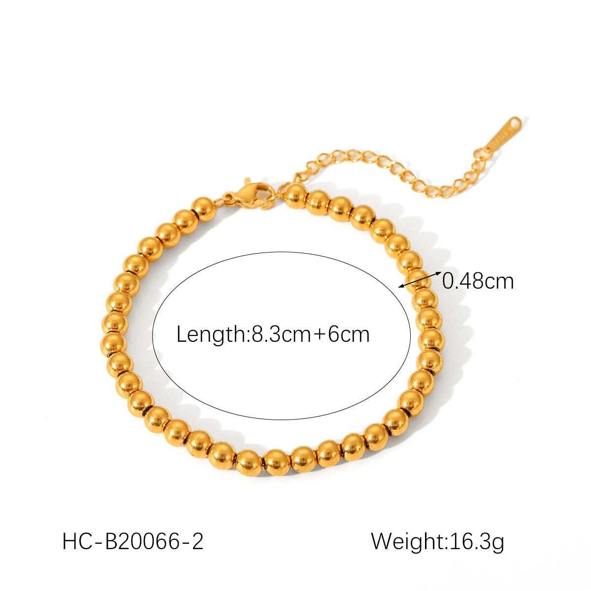 Fashionable and Simple 18K Gold Steel Ball Bracelet for Women Stainless Steel Bracelet INS Style Titanium Steel Jewelry Round Ball Chain