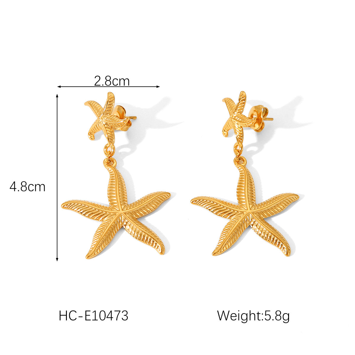 Ocean Series Stainless Steel Starfish Earrings Pearl Scallop Pendant Necklace Does Not Fade Bracelet