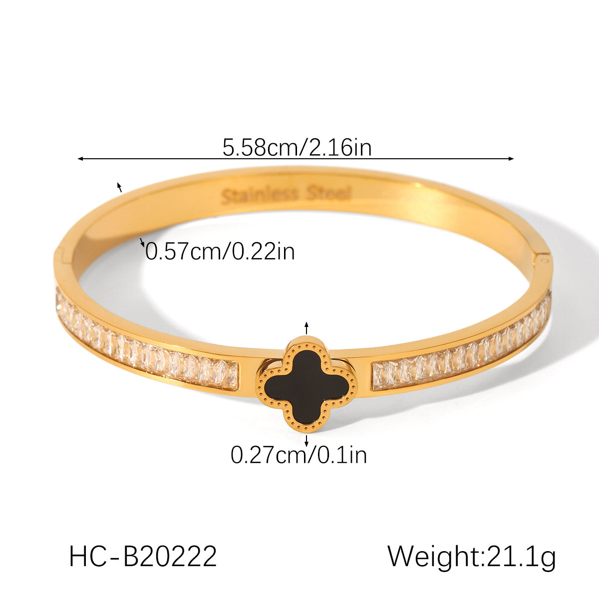Titanium Steel Four Leaf Clover Spring Open Bracelet, Fashionable and Versatile, Inlaid with Mother of Pearl Bracelet, Stainless Steel Bracelet Decoration