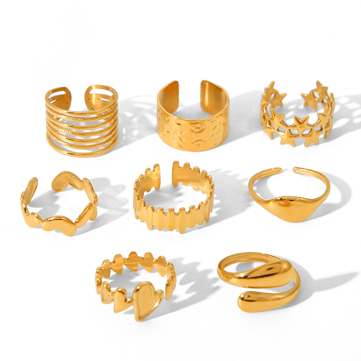 Wind Explosion Titanium Steel Non-fading Ring 18K Gold Stainless Steel Open Ring Women's Fashionable and Versatile Ring