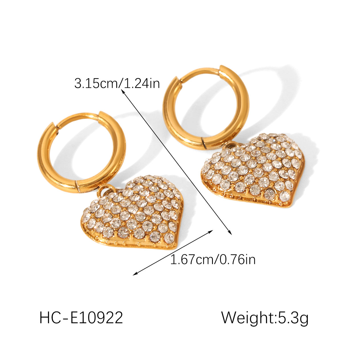 Stainless Steel Earrings, Heart-shaped Diamond Earrings, Light Luxury High-end Heart-shaped Pendant Necklace, Titanium Steel Jewelry