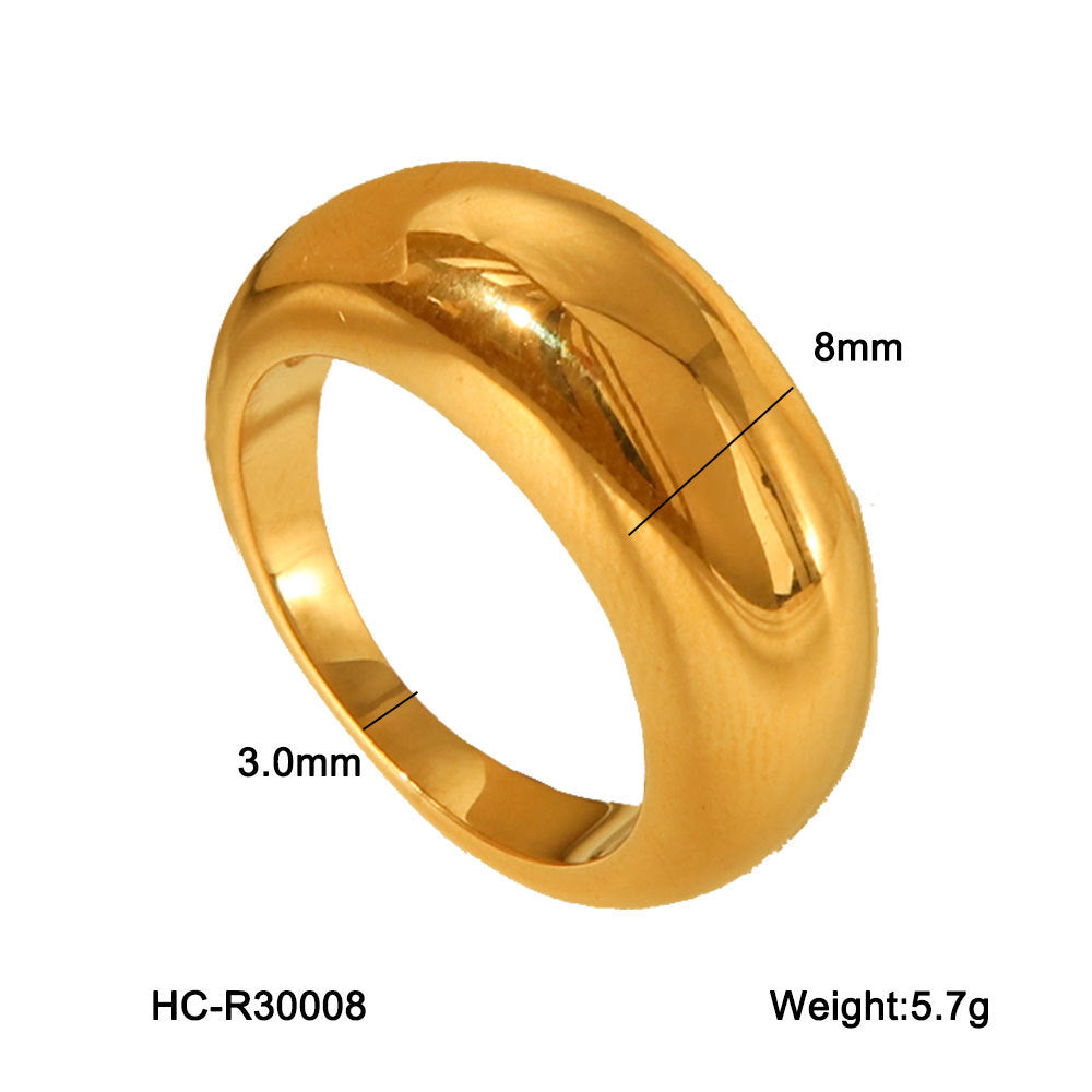 Titanium Steel Non-fading Ring, Stainless Steel Gold-plated, Fashionable and Versatile Ring