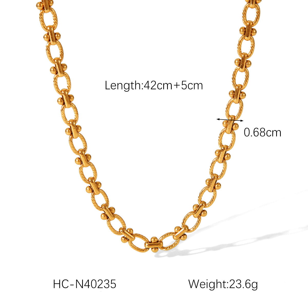 Fashion Handmade Texture Stainless Steel Necklace Female Personality Trend 18K Gold Titanium Steel Bracelet Does Not Fade
