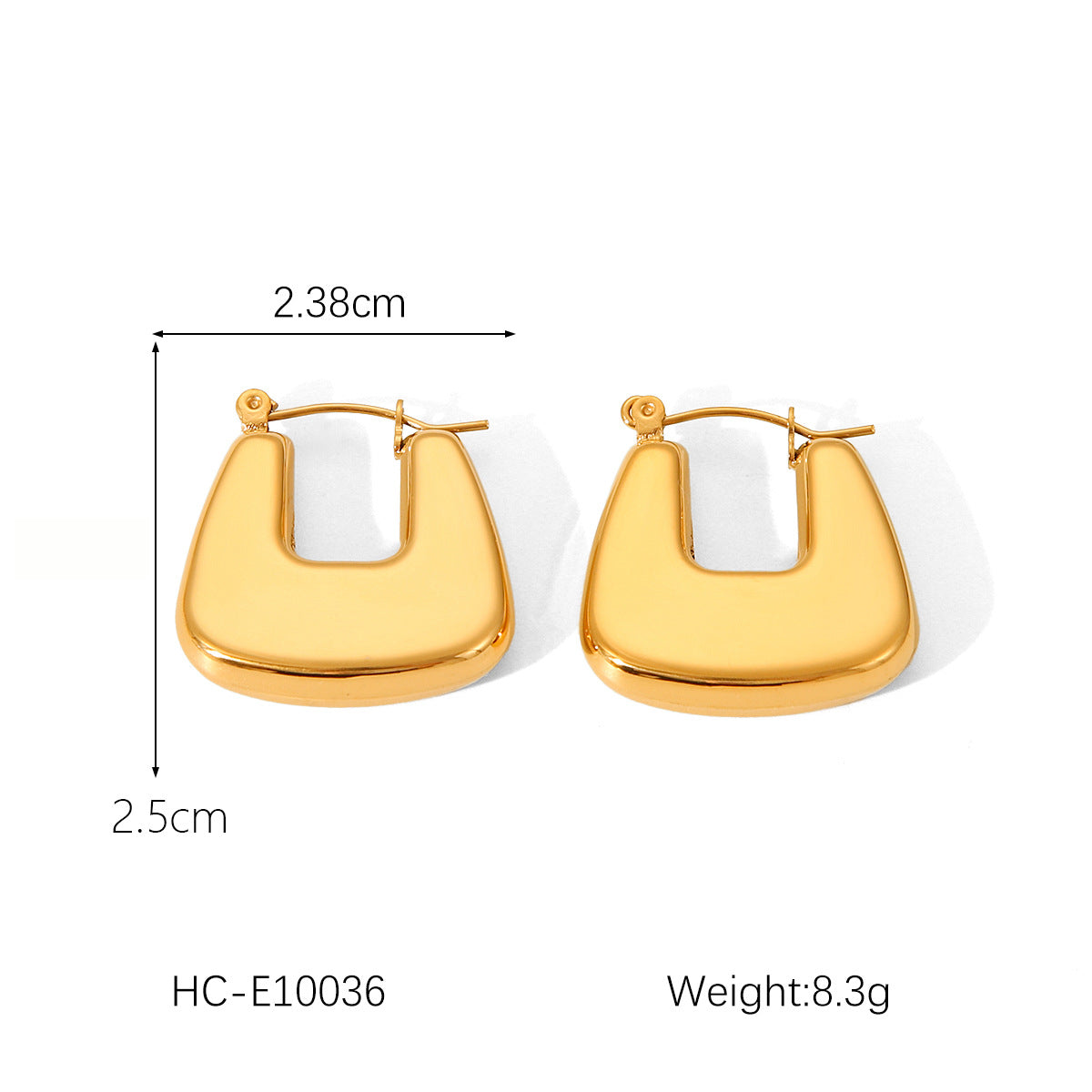 C-shaped 18K Gold-plated Hollow Stainless Steel Earrings for Women, Non-fading Ear Jewelry, Cross-border Titanium Steel Jewelry