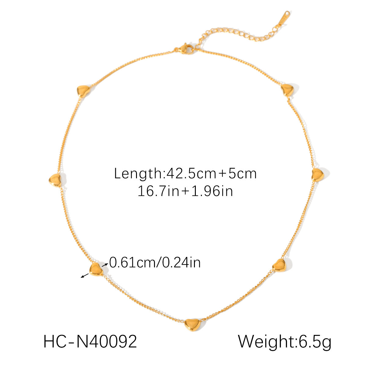 Stainless Steel Love Necklace with Zircon Clavicle Chain Women's High-end Titanium Steel 18K Gold-plated Necklace
