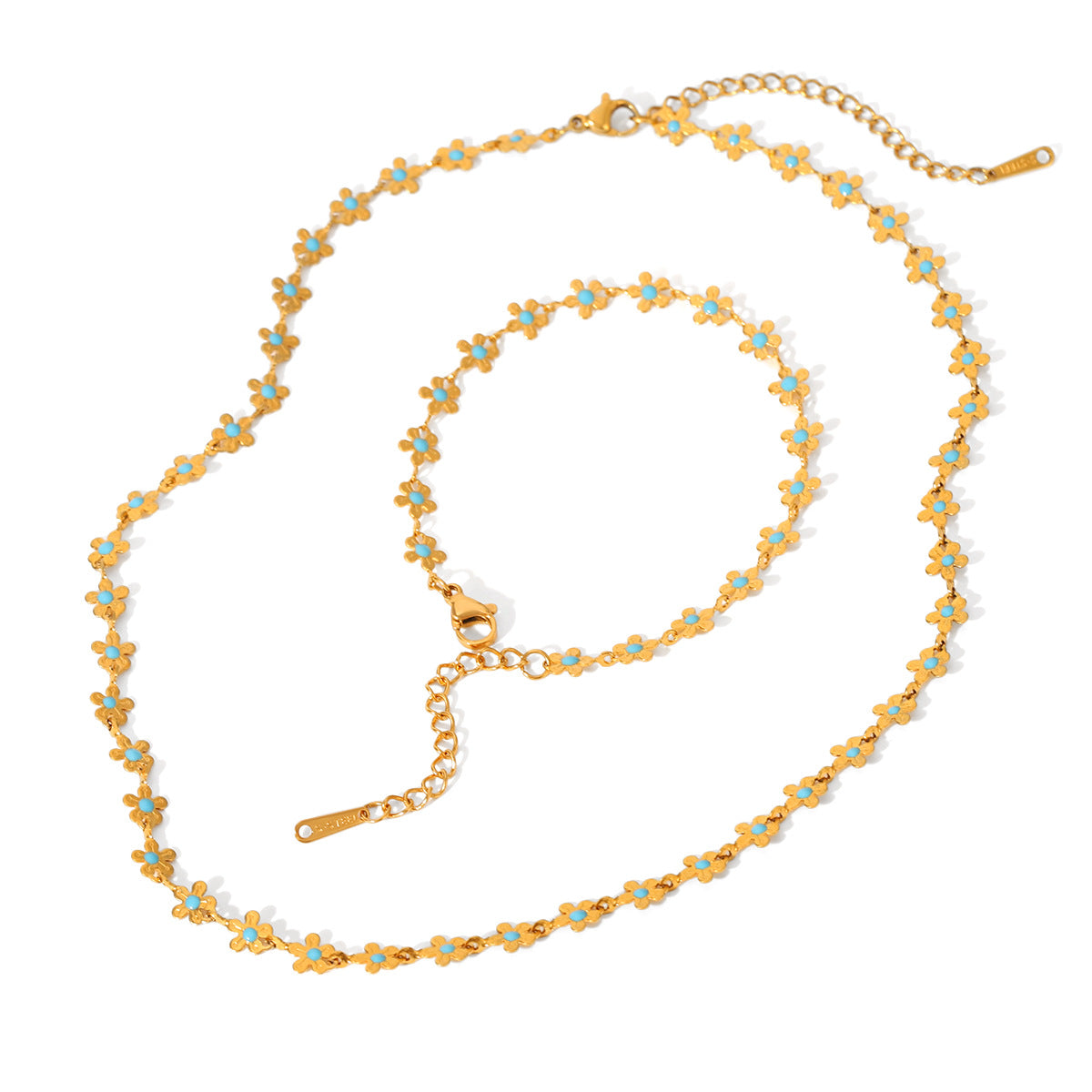 18K Gold Stainless Steel Flower Drop Necklace Design, Titanium Steel Bracelet, Non-fading Jewelry