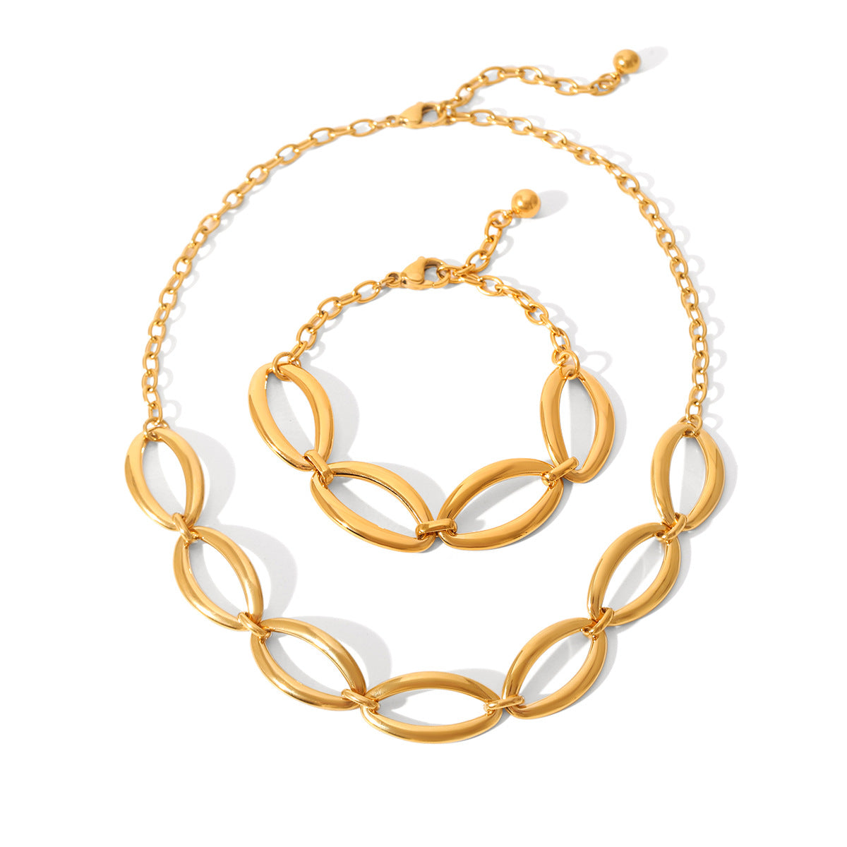 Light Luxury Geometric Oval Stainless Steel Necklace, Exaggerated Niche Design, High-end Titanium Steel Bracelet
