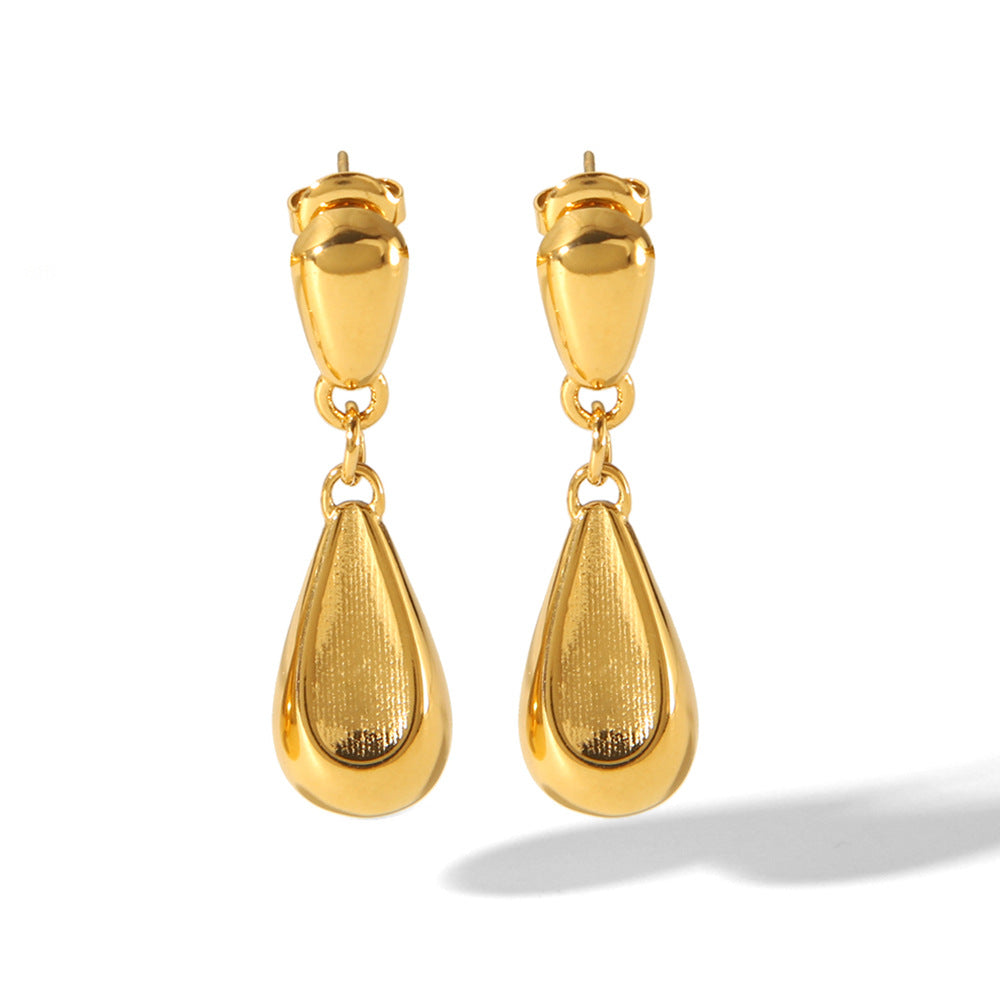 New Product: 18k Gold Stainless Steel Earrings with A Unique Design Featuring Teardrop-shaped Eardrops, Offering A Fashionable and High-end Look