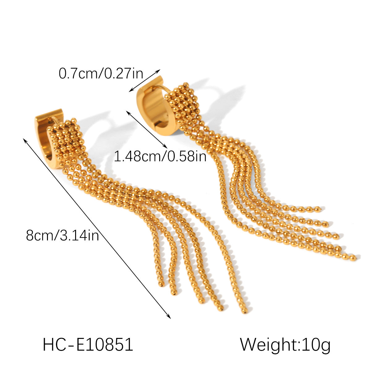 Stainless Steel Fringed Earrings, Light Luxury and High-end Feel, Niche Ear Studs for Women, Non-fading Titanium Steel Jewelry