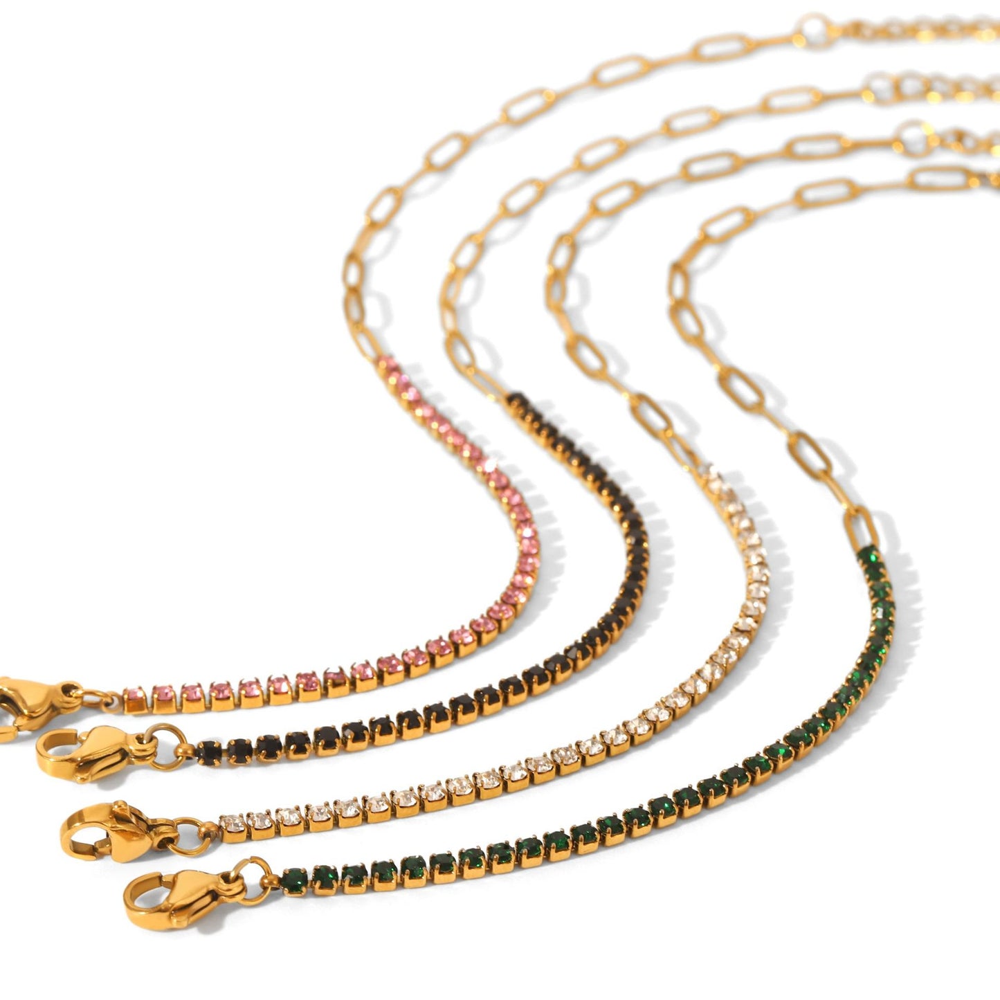 Elegant stainless steel cross chain, spliced with zircon chain, hand bracelet, temperament, versatile, titanium steel jewelry