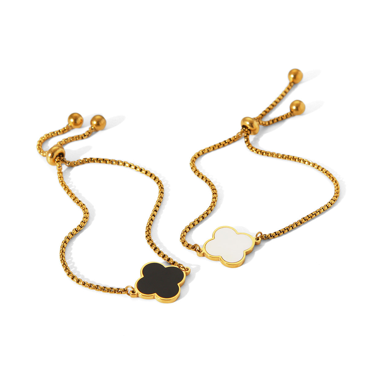 18k Gold-plated Stainless Steel Four-leaf Clover Bracelet for Women, Featuring An Ins-inspired Trendy Shell Design, Adjustable Titanium Steel Bracelet