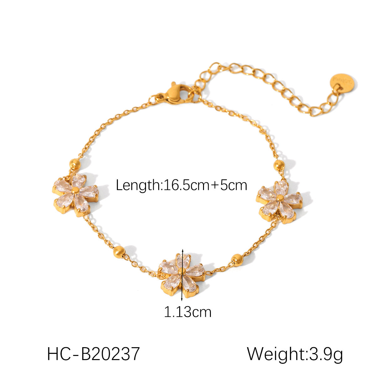 Stainless Steel Bracelet, Featuring Square, Butterfly, Shell, and Water Droplet Designs, Adorned with Zircon Flowers and A Pig-nose Buckle, Crafted From 18K Gold and Titanium Steel Jewelry