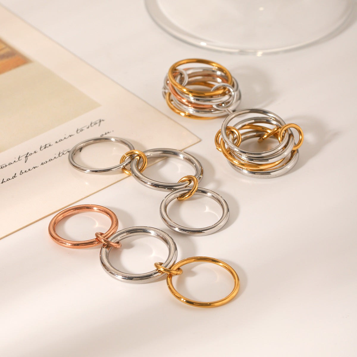Stainless Steel Stackable Plain Ring Ins-style High-end Feel Non-fading Titanium Steel Jewelry Cross-border Ring Gold Jewelry for Women Rings