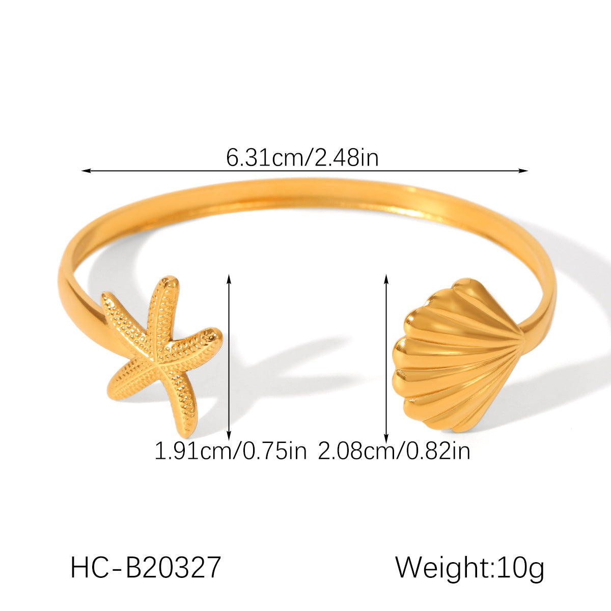 Stainless steel jewelry starfish shell opening bracelet women's high-end ocean style titanium steel bracelet