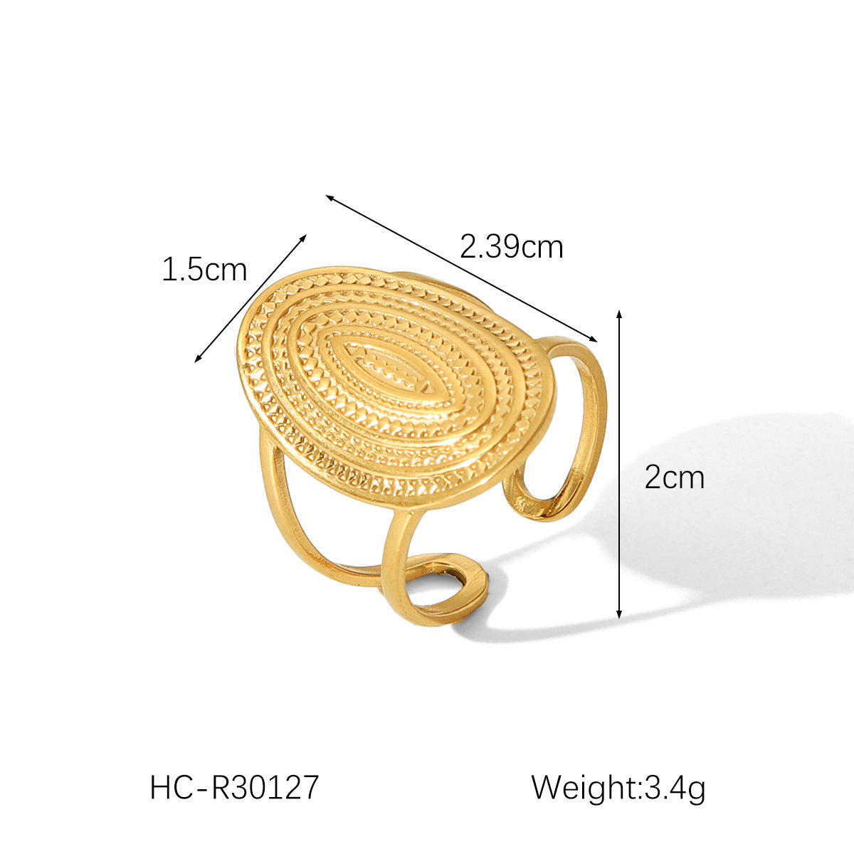 18K Gold Heart Stainless Steel Ring Female Open Ring Niche High-end Titanium Steel Ring Does Not Fade