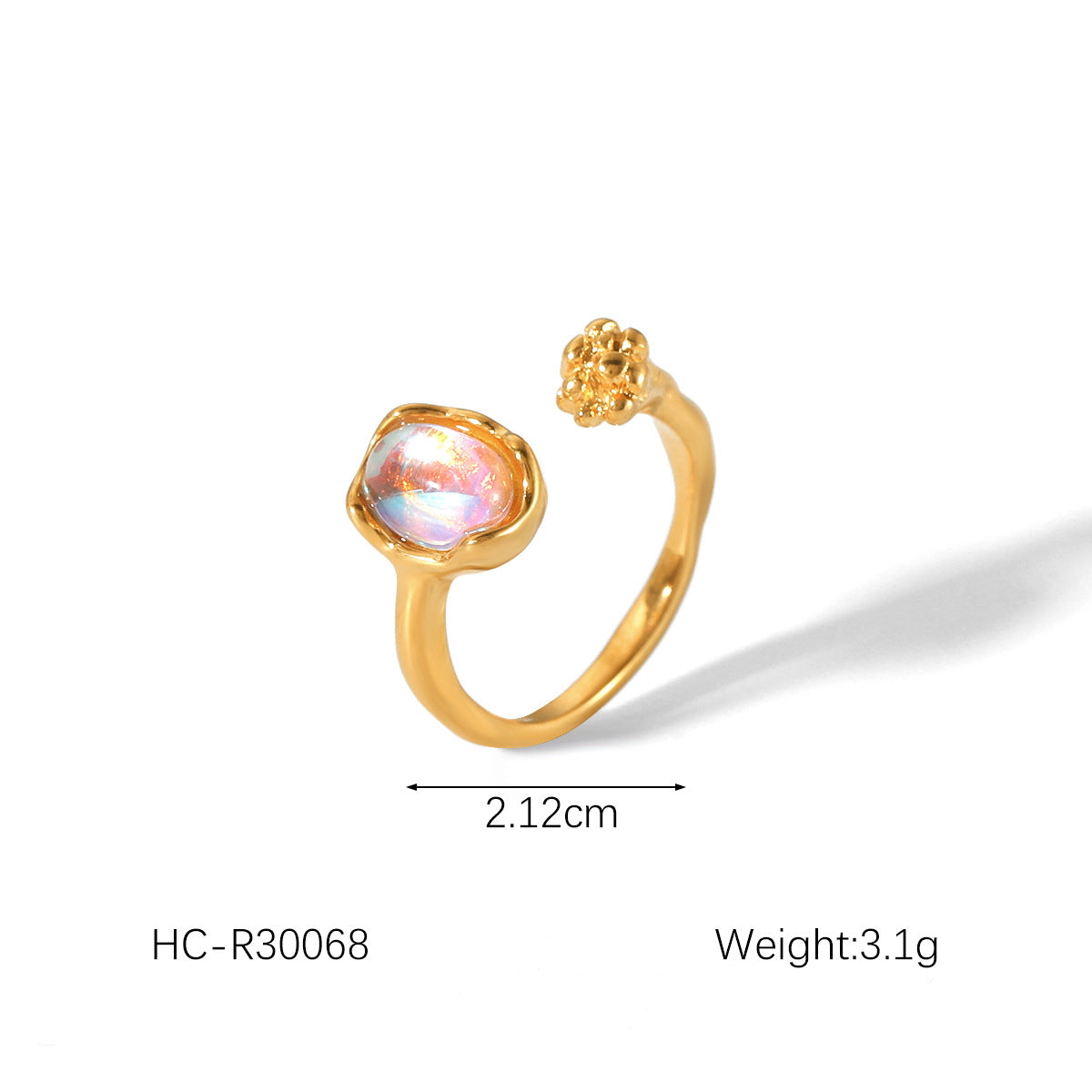 18K Gold Stainless Steel Ring Geometric Smooth Heart-shaped Droplet Fashion Personality Titanium Steel Ring