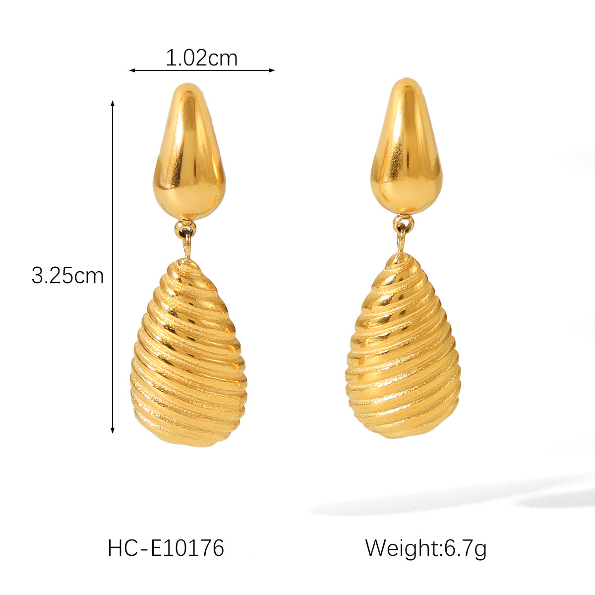 New Product: Drop-shaped Threaded Pendant Earrings Made of 18k Gold Stainless Steel, Women's High-end Earrings