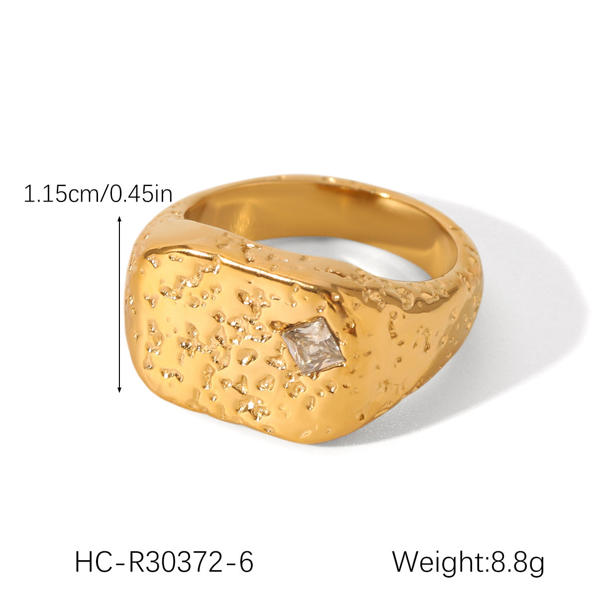 18K Gold Stainless Steel Open Ring Inlaid with Zircon, High-end, Non-fading, Finger Ring, Titanium Steel Jewelry