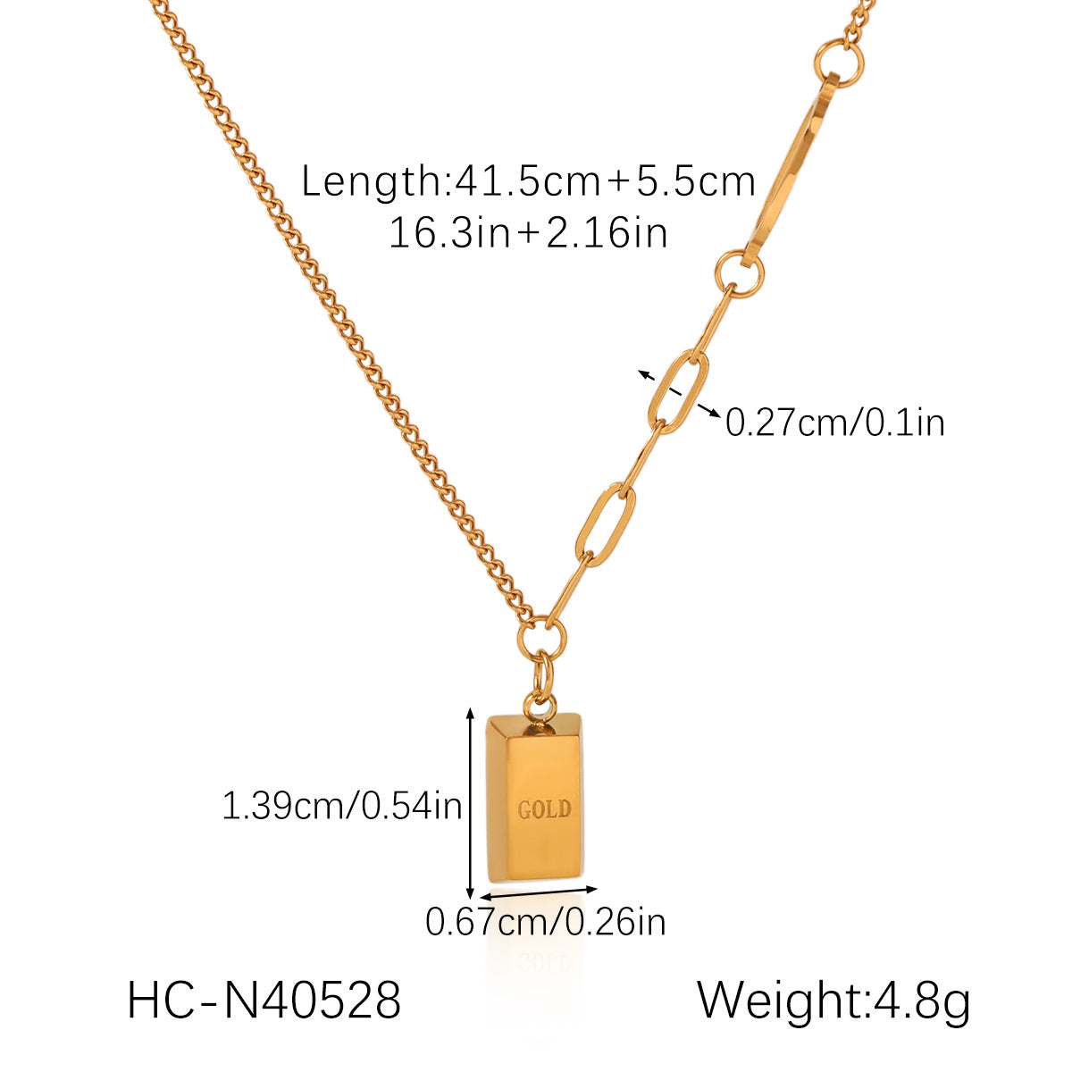 18K Gold "get Rich Quick" Small Gold Nugget Pendant, Stainless Steel Necklace, Versatile Titanium Steel, Non-fading Necklace, High-end Clavicle Chain