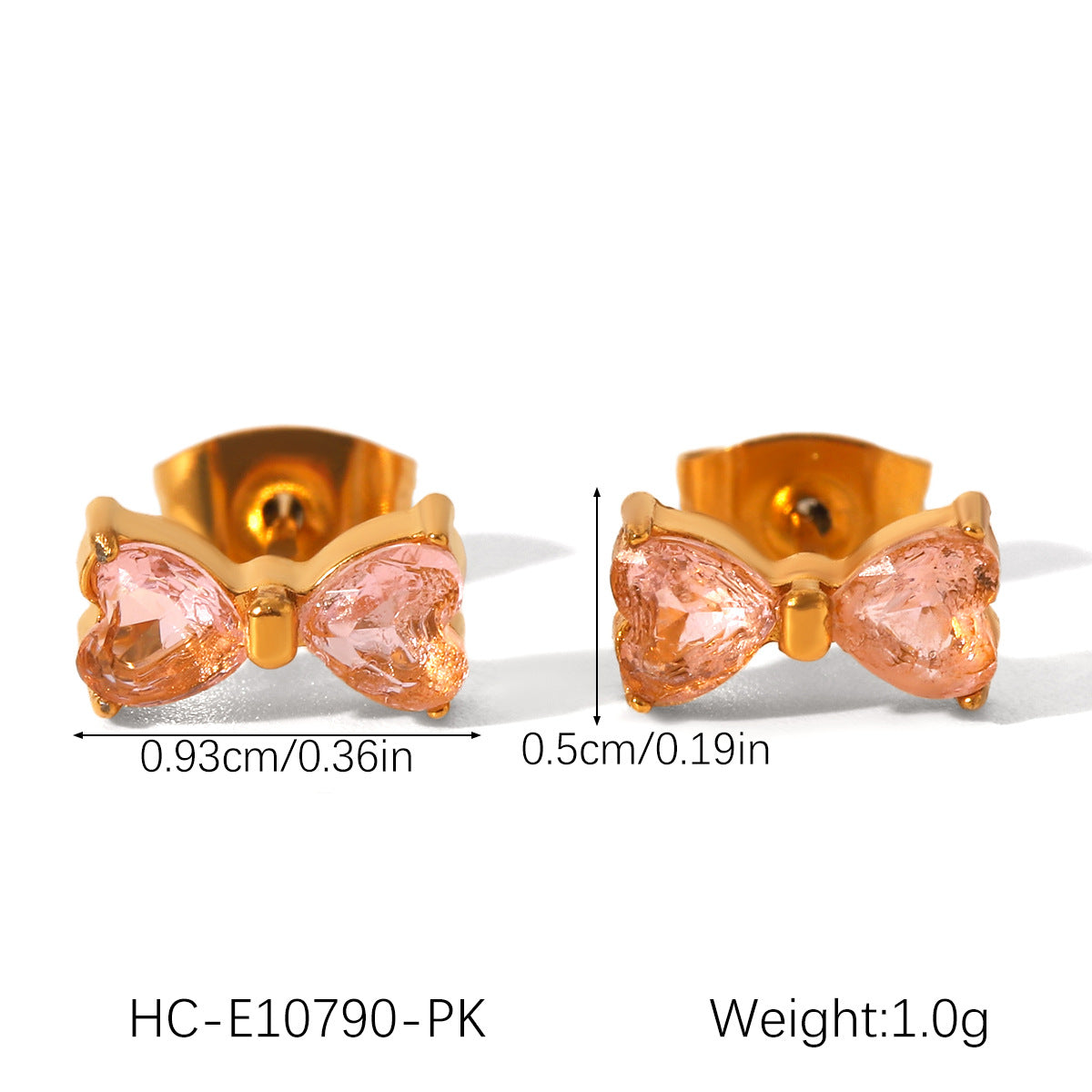 INS-style Stainless Steel Bowknot Earrings with Zircon Studs for Women, Non-fading Titanium Steel, 18K Gold-plated Earrings