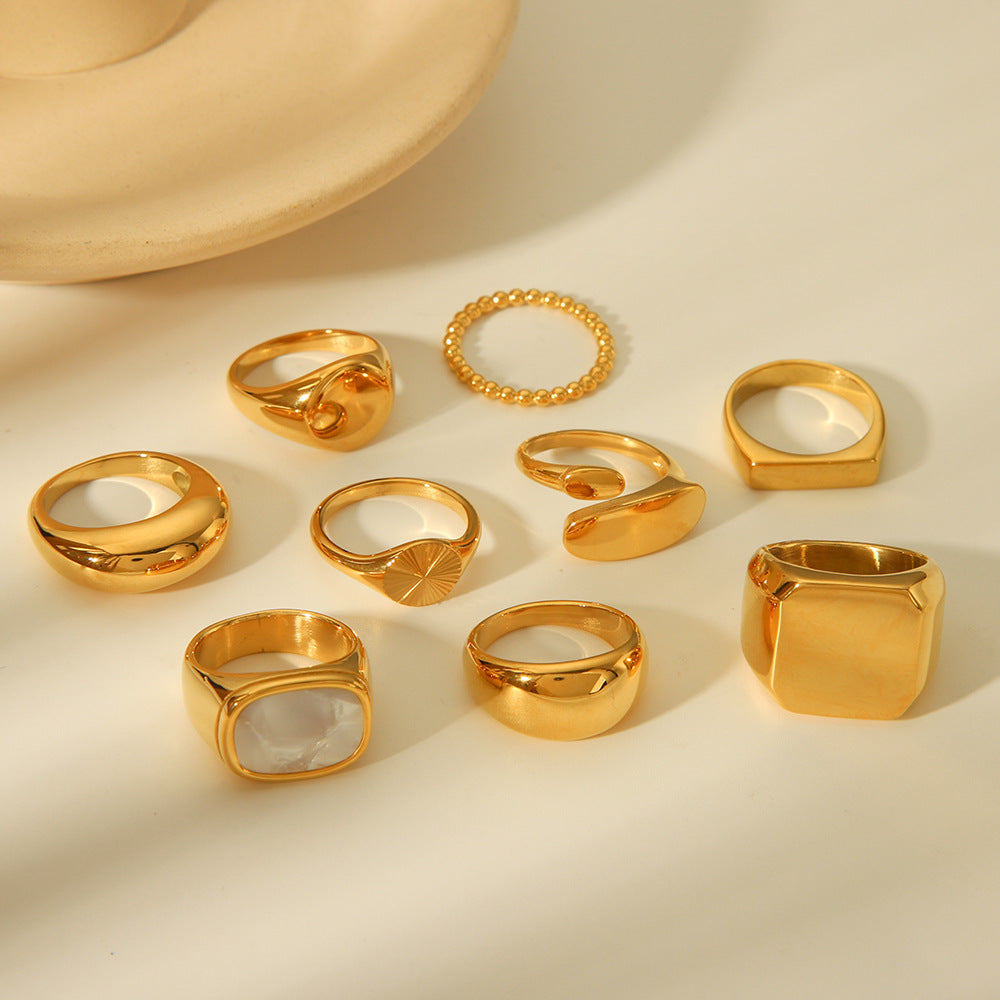 Titanium Steel Non-fading Ring, Stainless Steel Gold-plated, Fashionable and Versatile Ring