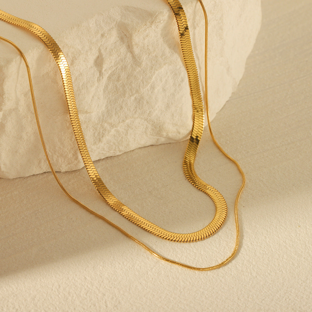 New Double-layer Snake Bone Necklace, Same Style As The Popular Item on Instagram, Women's Versatile Stainless Steel Necklace